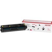 Yellow Xerox toner cartridge for C230/C235 printers, black casing, with branded packaging in white and red.