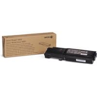 Xerox black toner cartridge for Phaser 6600, WorkCentre 6605 with rectangular shape, next to brown packaging box.