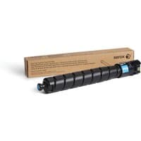 Black Xerox toner cartridge with blue cap, beside brown box labeled for VersaLink C8000/C8000W printers.