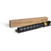 Yellow Xerox toner cartridge for VersaLink C8000, black cylindrical design, with branded packaging box.