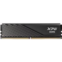 Black XPG LANCER BLADE DDR5 ECC memory module with sleek diagonal grooves and gold connector.