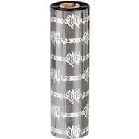 Black Zebra thermal-transfer ribbon roll with white branding, 102mm x 450m, cardboard core, pack of 12.