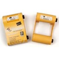 Yellow Zebra 800033-840 printer ribbon with black spools and labeled packaging.