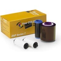 Zebra Color Ribbon YMCKO printer ribbon with yellow box, black and purple spools, for 250 pages.