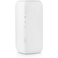White Zyxel FWA505 cellular router with smooth edges, vertical LED indicators, and a power button on the front.