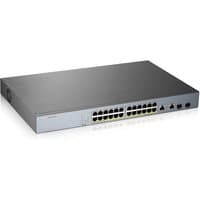 Grey Zyxel GS1350-26HP managed L2 Gigabit Ethernet switch with multiple ports and PoE capability.