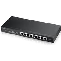 Black Zyxel GS1915-8 Managed L2 Gigabit Ethernet switch with 8 ports and LED indicators.