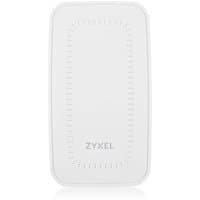 White Zyxel WAX300H wireless access point with PoE, rectangular design, and perforated edges.