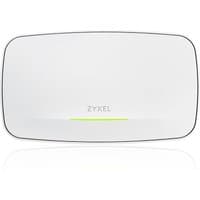 Grey Zyxel wireless access point with rounded edges and subtle green LED indicator, supports PoE.