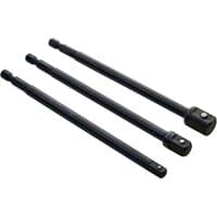 Black Bluespot Tools 14117 impact socket adaptor set, three pieces with hex ends and square drive heads.