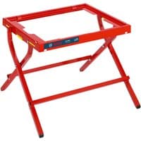 Red Bosch GTA 6000 Professional Saw Stand with foldable metal frame and sturdy legs.