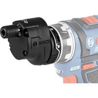 Black Bosch FlexiClick off-centre angle attachment with adjustable head, designed for precision drilling.