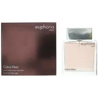 Calvin Klein Euphoria Men Eau De Toilette 100ml with sleek square bottle and metallic cap, brown packaging box.