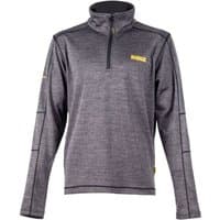 Gray Dewalt 1/4 zip mid-layer fleece, XXL, with black seams and yellow logo on chest.