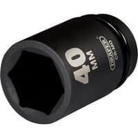 "Draper 1" Drive HI-TORQ® deep impact socket, black with white 40mm marking and hexagonal opening"
