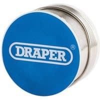Blue Draper reel of 1.2mm lead-free flux cored solder with visible silver wire coiled inside.