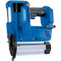 Blue Draper D20 20V cordless nailer/stapler with ergonomic grip and silver magazine.