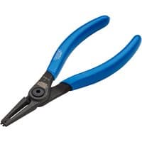 Draper Expert 140mm internal circlip pliers with straight tips and blue ergonomic handles.
