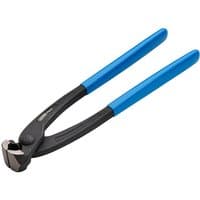 Black Draper Expert 225mm Concreters Nippers with blue rubber-coated handles and sharp cutting edges.