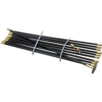 Black Draper polypropylene drain rod set, 9m, 12 pieces, with brass fittings and a plunger attachment.