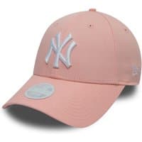 Pink New York Yankees 9FORTY cap by New Era with white embroidered logo and adjustable strap.