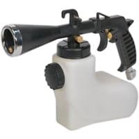 Sealey BS101 cleaning gun with black nozzle, trigger handle, and white plastic container.