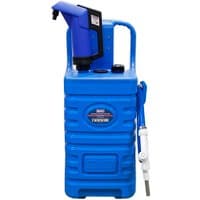 Blue Sealey 55L mobile AdBlue dispensing tank with pump, sturdy handle, and ribbed design.