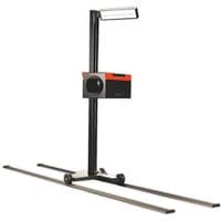 Sealey HBS97 headlamp beam setter with black vertical stand, red accents, and dual rails for alignment.