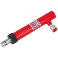 Red Sealey Push Ram Midi 4 tonne with cylindrical body, silver extension rod, and Sealey logo on the side.