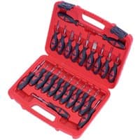 Red Sealey VS9203 Terminal Tool Kit with 23 black-handled tools in a molded plastic case.