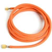 Orange Sievert propane hose assembly, 4m long, with 3/8 BSP L/H brass connectors on both ends.
