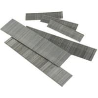 Galvanised Tacwise 18G brad nails, 35mm length, silver finish, stacked in overlapping rows, pack of 1000.