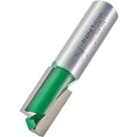 Silver and green Trend two flute straight cutter with engraved text on the shank.