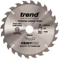 Silver Trend Craft Saw Blade 230x30mm with 24 teeth, tungsten carbide tipped, labeled "CraftPro" and "TCT Sawblade".
