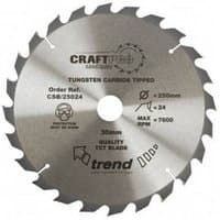 Circular Trend saw blade, 250x30mm, 24 teeth, tungsten carbide tipped, silver with black text and logos.