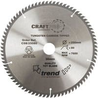 Circular Trend Craft Pro sawblade with tungsten carbide tips and labeled specifications.