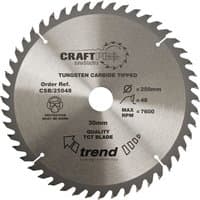 Circular Trend Craft Pro sawblade with tungsten carbide tips, 48 teeth, and engraved specifications.