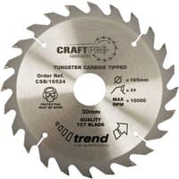 Trend Craft Saw Blade 315mm, 24 teeth, 30mm bore, silver with black text and logo, tungsten carbide tipped