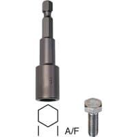 Black Trend Snappy 8mm A/F nut driver with hexagonal socket and magnetic tip, shown with a matching bolt.