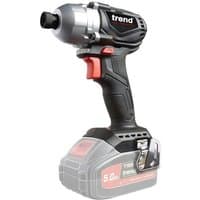 Black and silver Trend T18S 18V impact driver with red trigger and ergonomic grip, shown as bare unit without battery.