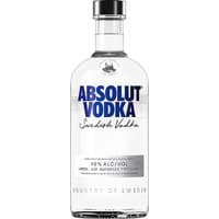 Clear glass bottle of Absolut Blue Original Vodka 70cl with blue text and silver cap.