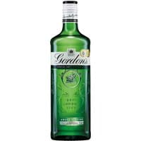 Gordon's Gin 70cl green bottle with white label, embossed logo, and gold seal.
