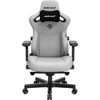 Grey fabric Anda Seat Kaiser 3 L gaming chair with adjustable armrests, lumbar support, and black base.