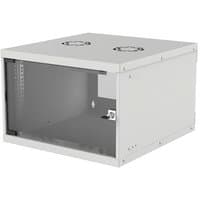 Grey Intellinet 19" wall mount network cabinet, 6U, 560mm deep, glass door, flatpack, no installation parts included.