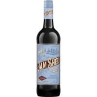Jam Shed Shiraz Red Wine 75cl bottle with blue label and gold lettering, featuring a vintage map design.