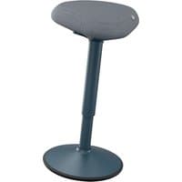 Dark grey Leitz adjustable stool with round padded seat and sleek pedestal base.