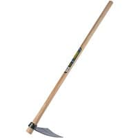 Wooden-handled Draper Digging Hoe with a curved metal blade and black metal collar.