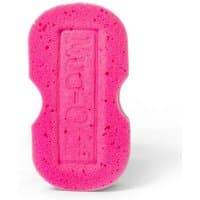 Pink Muc-Off expanding microcell sponge with ergonomic grip and embossed logo.