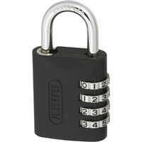 Black Abus 45mm combination padlock with silver shackle and four-digit rotating dials.