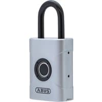 Silver Abus Mechanical 62575 45mm touch padlock with black shackle and circular touch sensor on the front.
